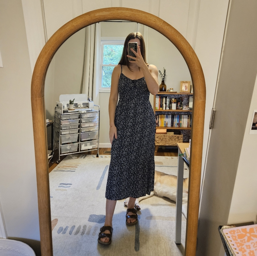 Hollister Navy Blue Midi Floral Dress